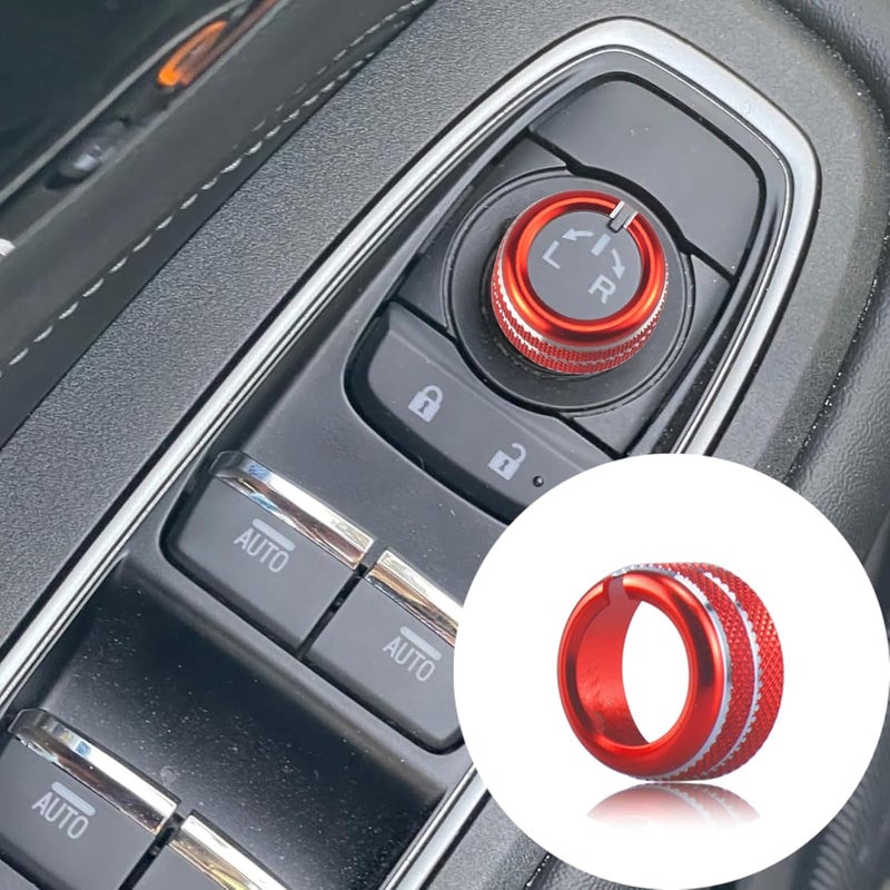 HDUFC 5pcs for Subaru Crosstrek/Impreza 2024 2025, Forester 2025, Legacy Outback 2020-2025, WRX, Ascent Volume Adjustment Knob, Mirror Knob Cover, Start Button Cover/Ring (red) - Image 3